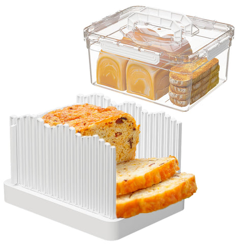 Sorgion 2 en 1 cortador de pan con almacenamiento y mango ergonómico para uso diario.