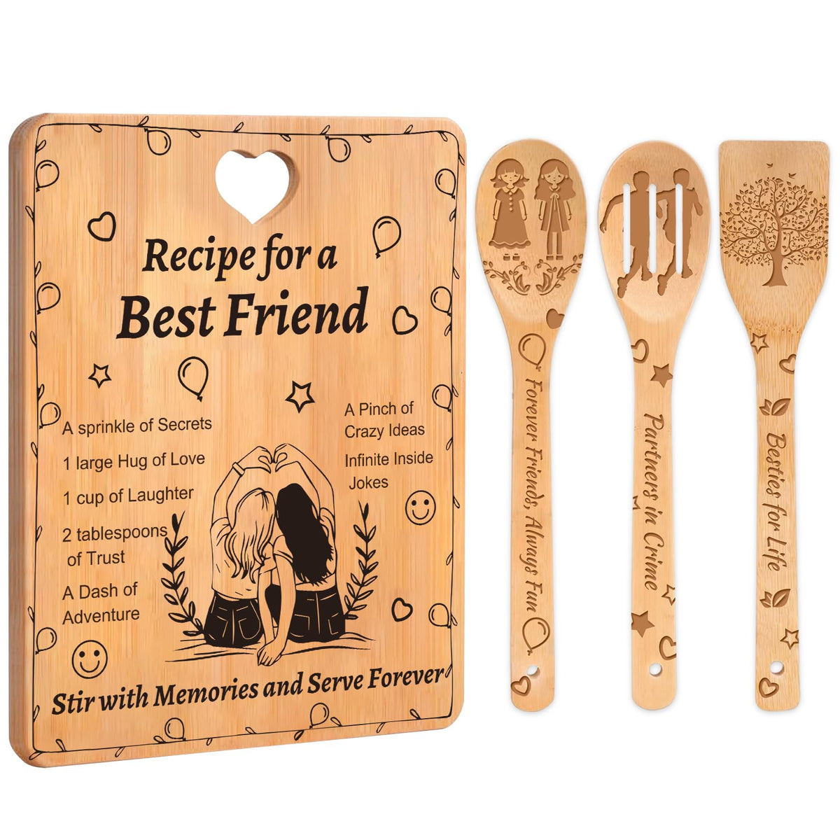 Sornivra tabla de corte de bambú para mejor amiga, perfecta para cocinar y regalar