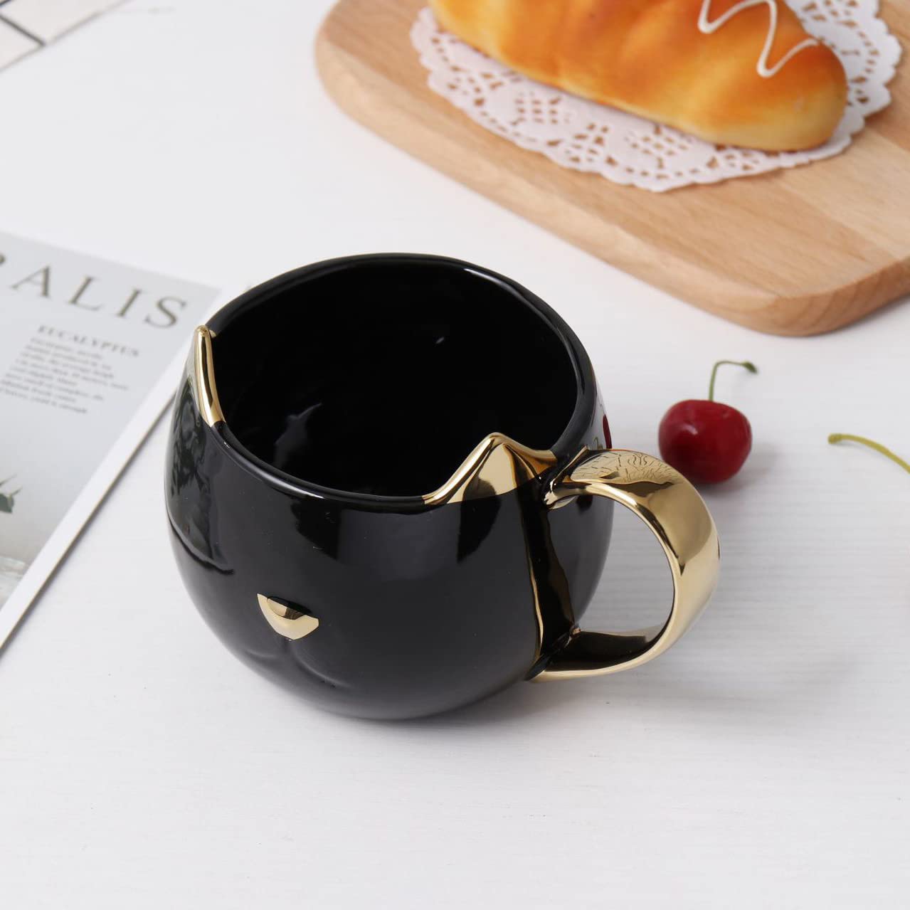 SOUJOY conjunto de tazas gato, presentación elegante para oficina o regalo.