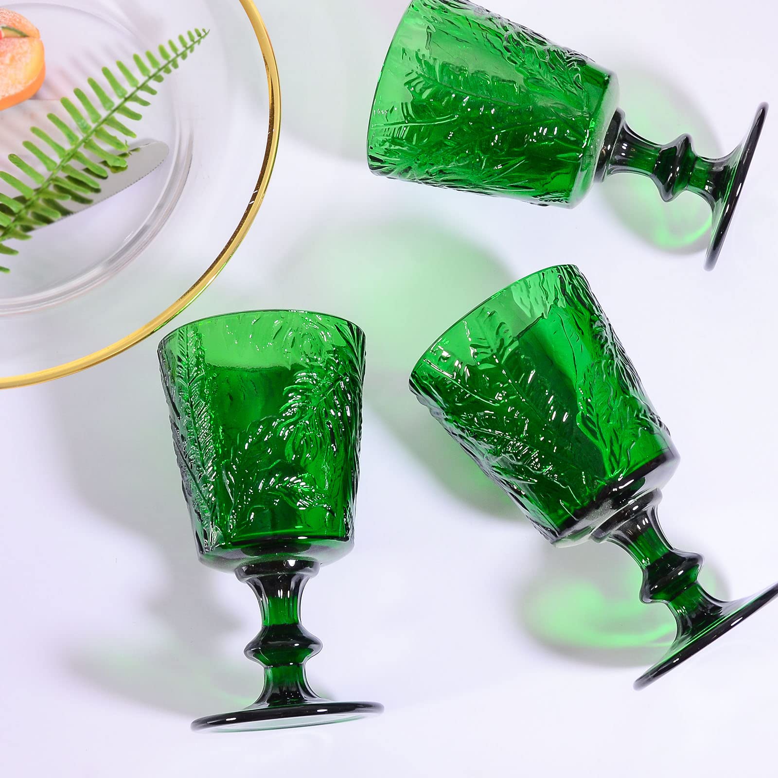 Vaso SOUJOY decorativo verde, palmera en relieve, ideal como regalo o centro de mesa.