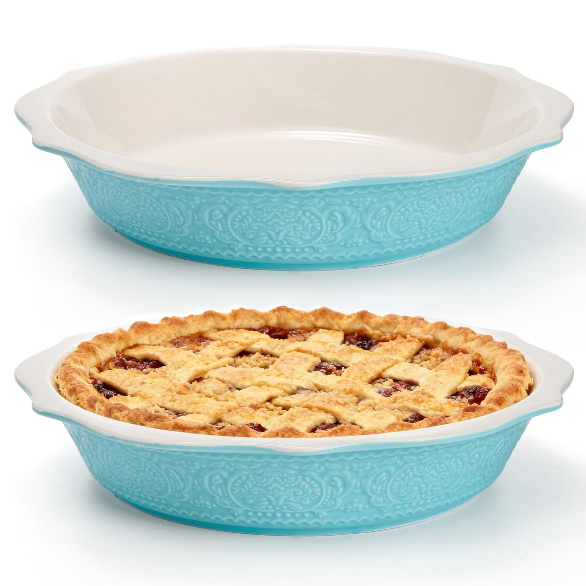 SOUJOY: dos panes de pie cerámicos, 9-5 pulgadas, ideal para tartas caseras.