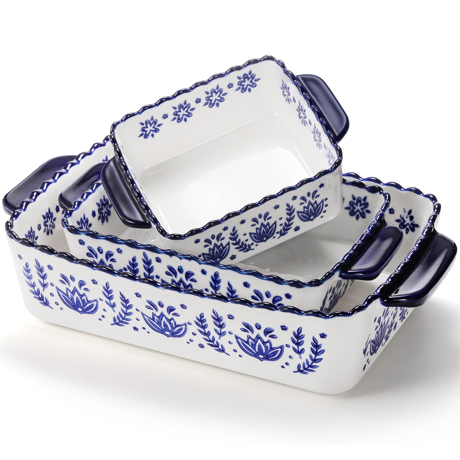 SOUJOY juego de tres bandejas rectangulares para hornear, ideal para grandes recetas.