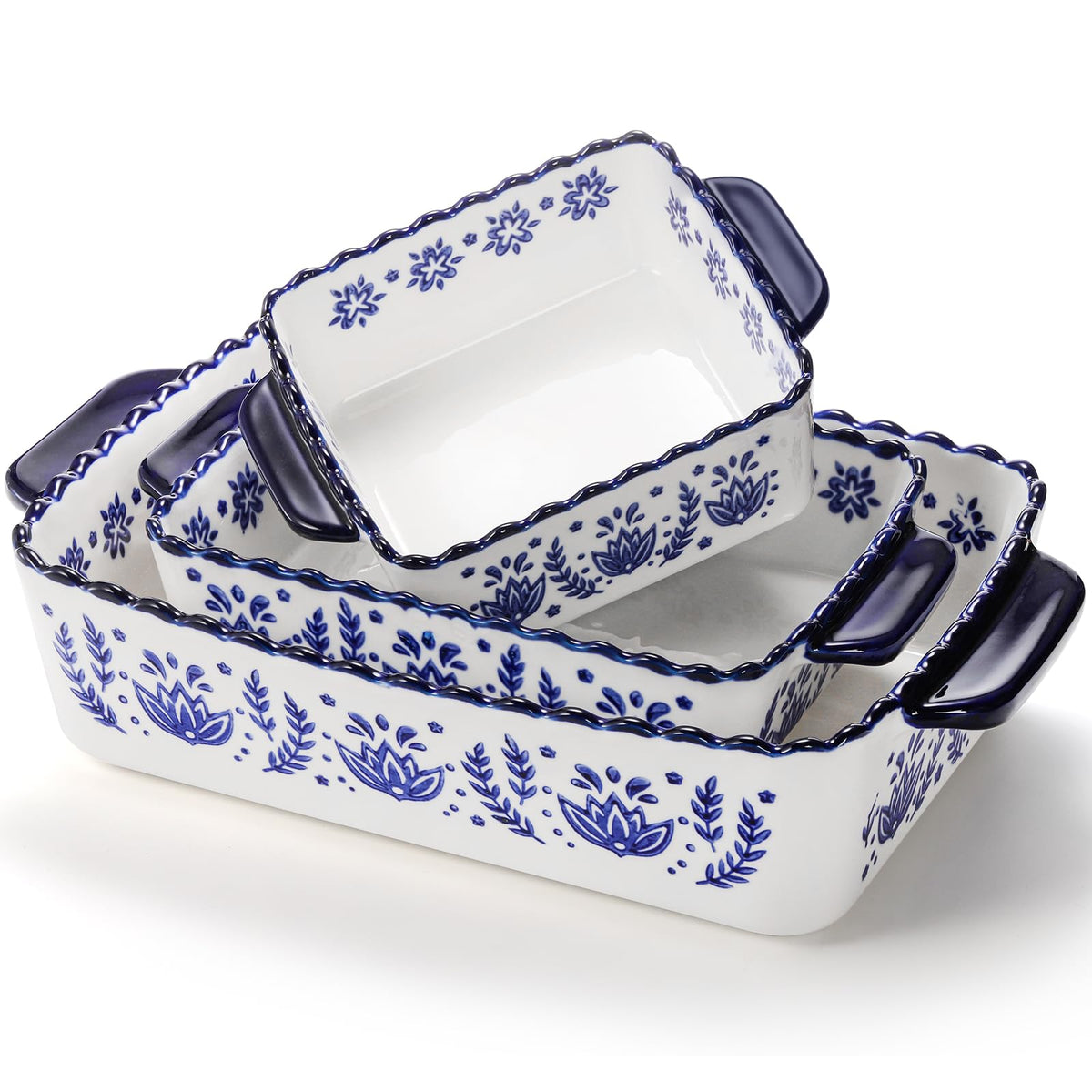 SOUJOY juego de tres bandejas rectangulares para hornear, ideal para grandes recetas.