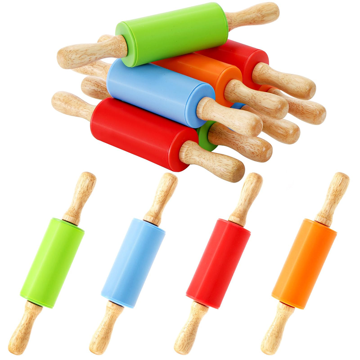 SOUJOY mini rodillo de masa con mango de madera, perfecto para niños.