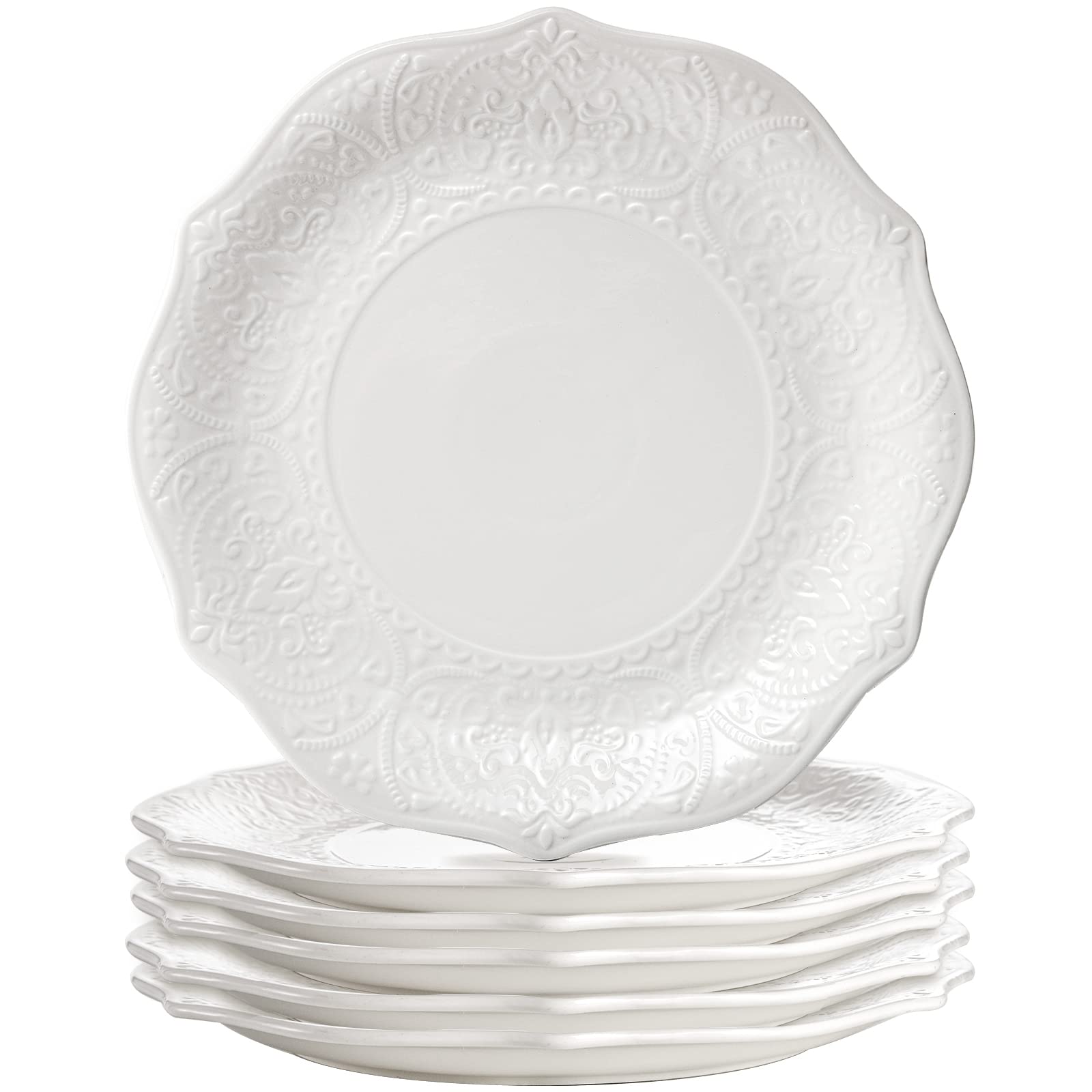 SOUJOY plato de porcelana blanco, 10.5 pulgadas, ideal para desayunos y cenas.