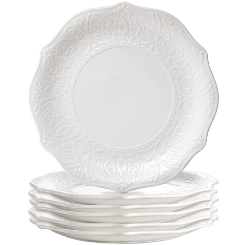 SOUJOY plato de porcelana blanco, 10.5 pulgadas, ideal para desayunos y cenas.