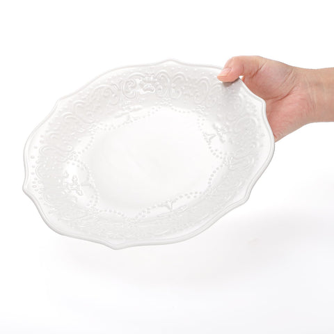 SOUJOY plato de cena con porcelana y relieve para uso diario y ocasiones.