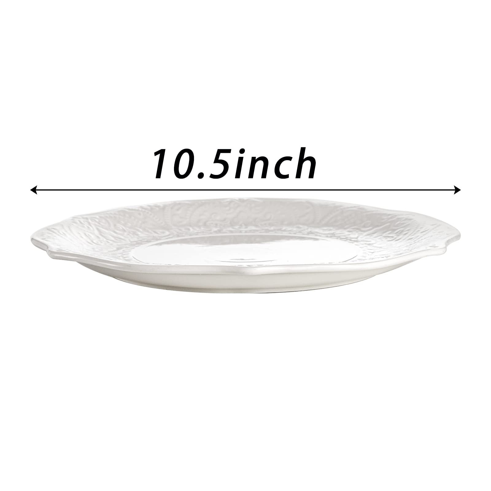 SOUJOY plato con textura embossada y borde pétalo para mesa elegante.