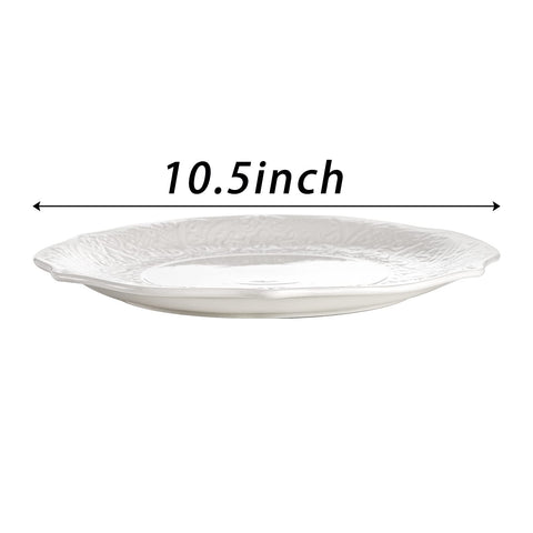 SOUJOY plato con textura embossada y borde pétalo para mesa elegante.