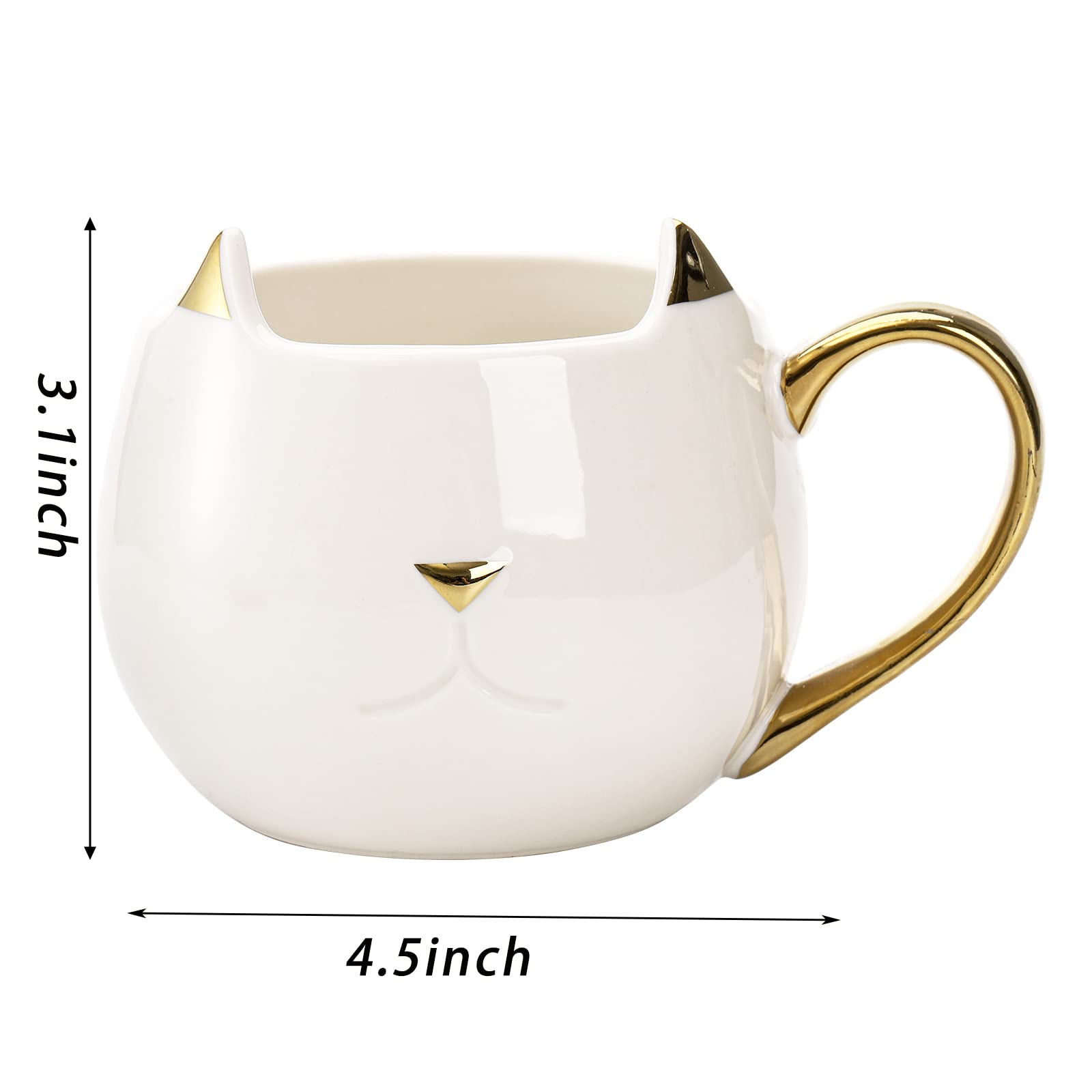 SOUJOY taza gato negra con dorado, diseño elegante para té o café diario.