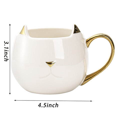 SOUJOY taza gato negra con dorado, diseño elegante para té o café diario.