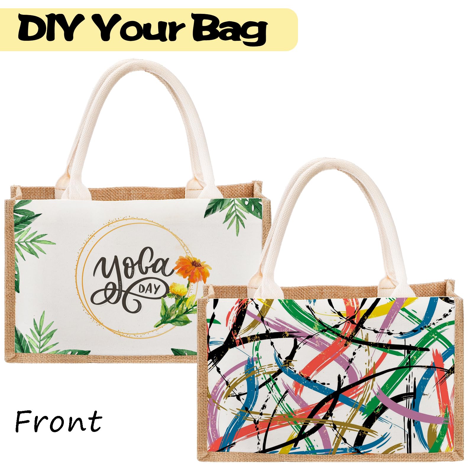 SOUJOY tote de yute tamaño medio, ideal para compras diarias.