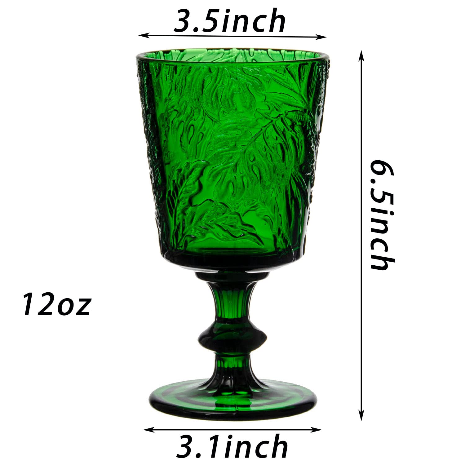 Vaso SOUJOY vino verde 12oz hecho a mano, vidrio libre de plomo para consumo seguro.