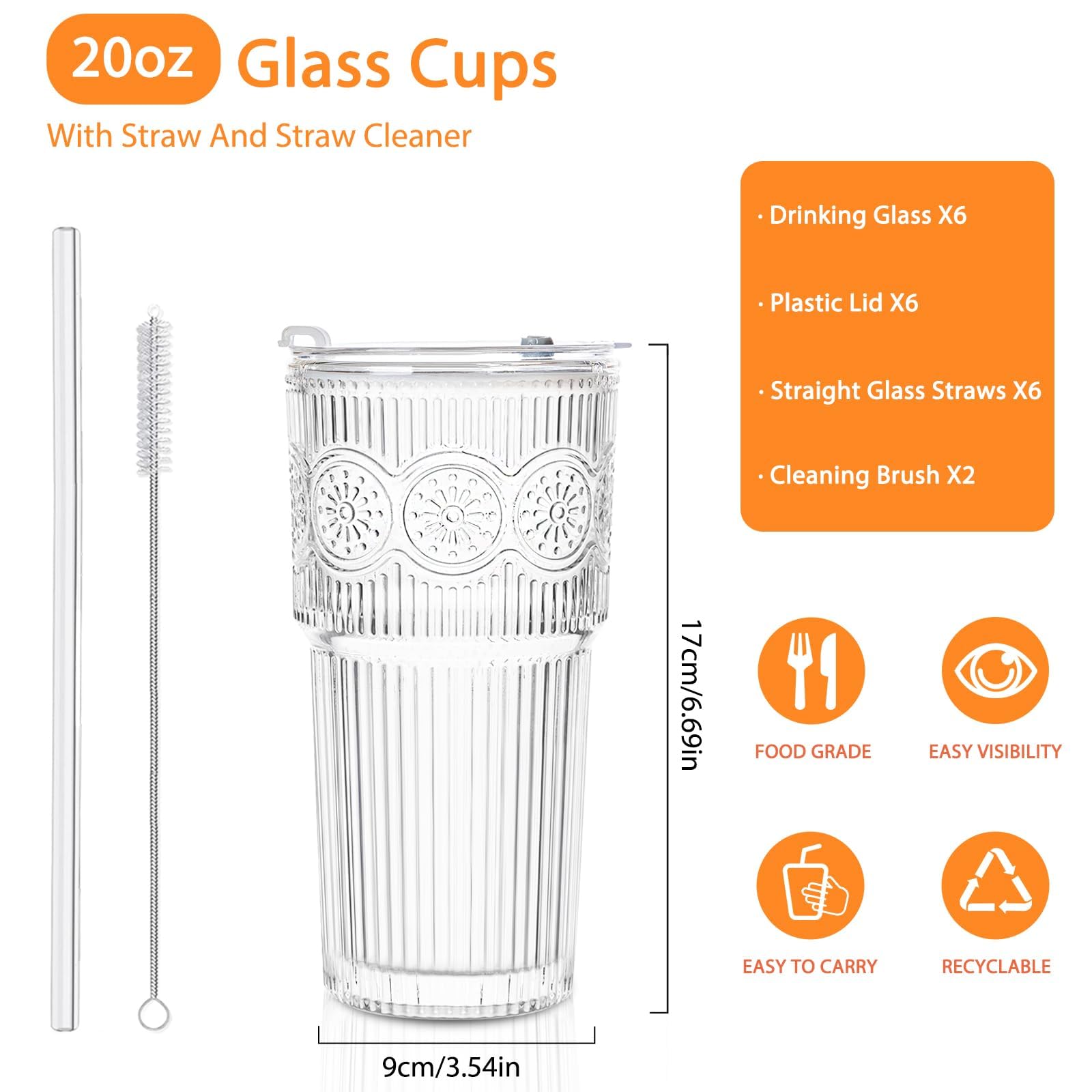 Vaso SoulTimes de 20 onzas cristal claro con relieves florales.