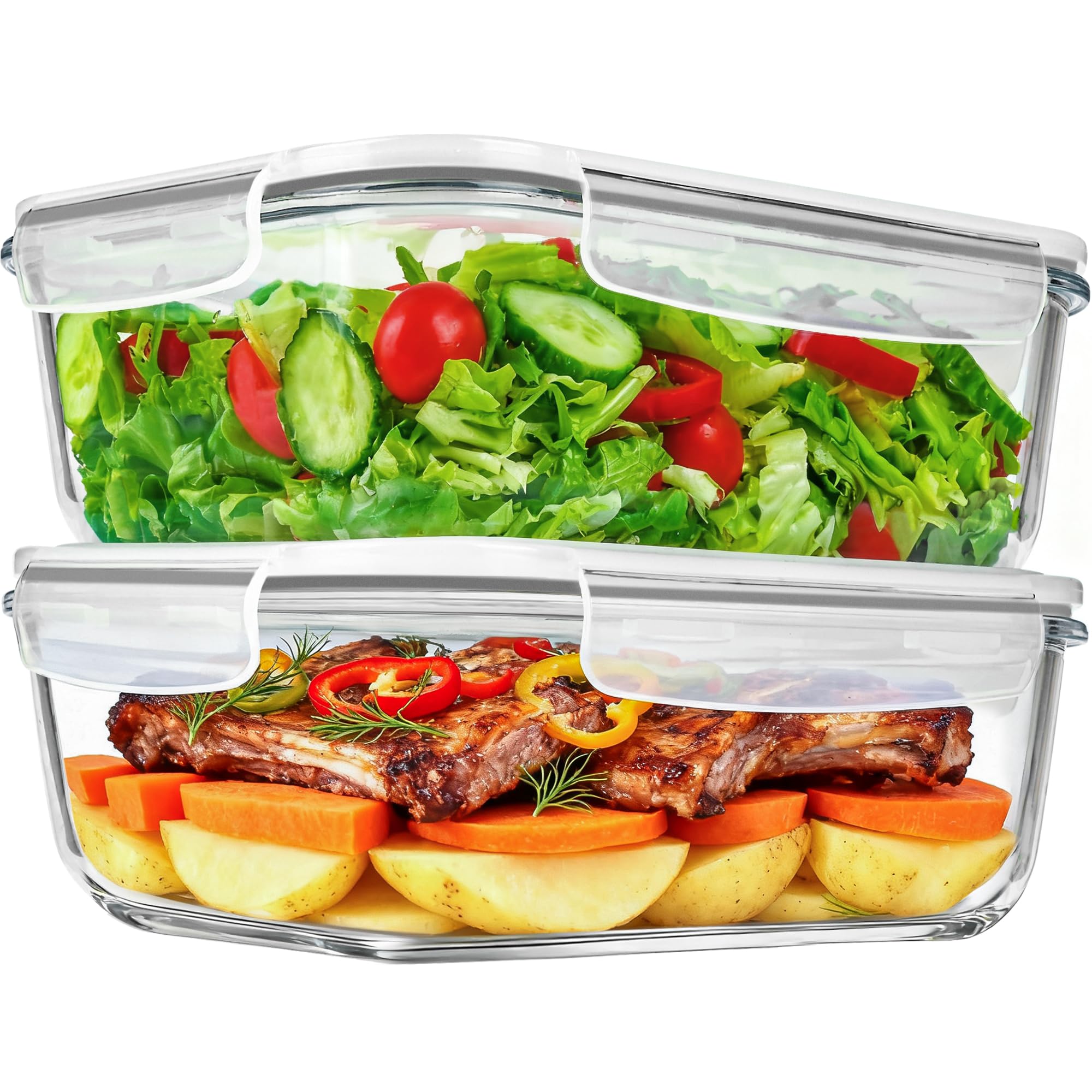 Contenedor Soumeclu de vidrio grande con tapa para almacenamiento seguro de alimentos.