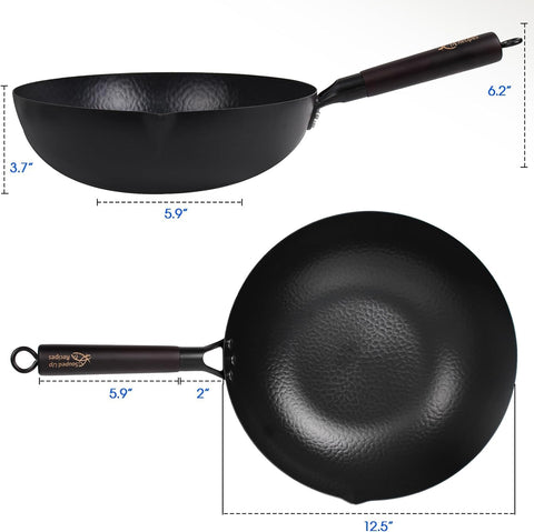 Conjunto wok de Souped Up Recipes con espátula y tapa para cocina diaria.
