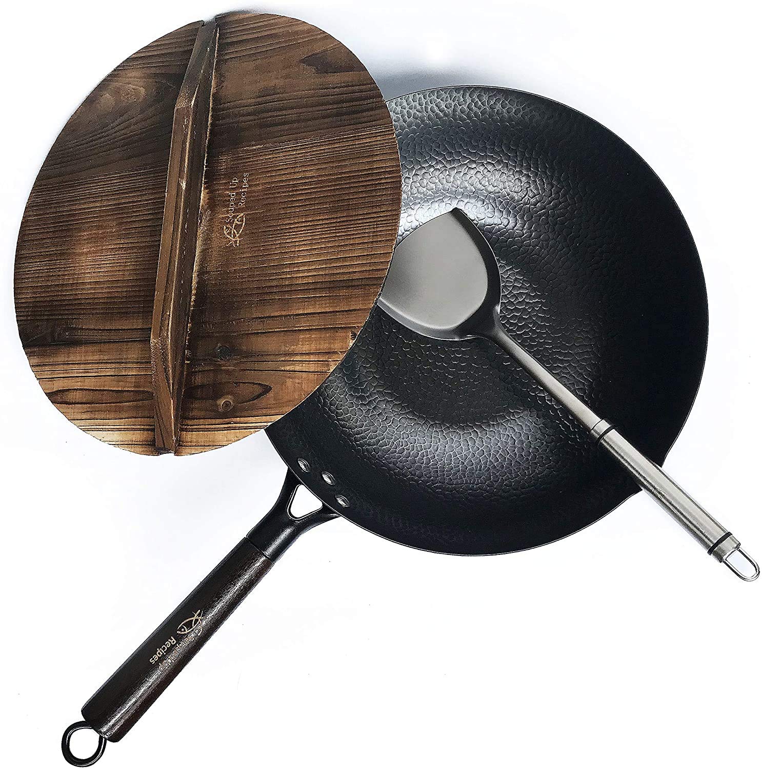 Wok de Souped Up Recipes de 12,5 pulgadas con fondo plano para calor uniforme.