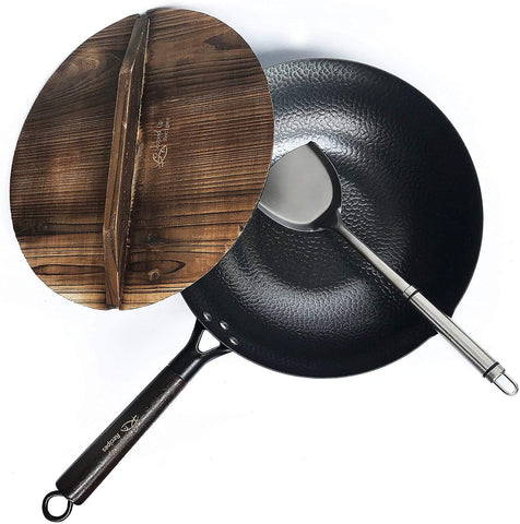Wok de Souped Up Recipes de 12,5 pulgadas con fondo plano para calor uniforme.