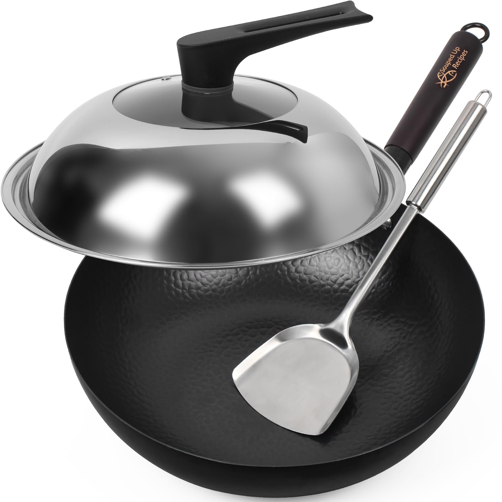 Souped Up Recipes sartén de acero al carbono en uso para salteados eficientes