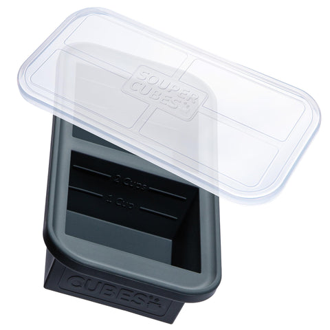 Souper Cubes: bandeja de congelar 2 tazas con tapa en color carbón, ideal para porciones.