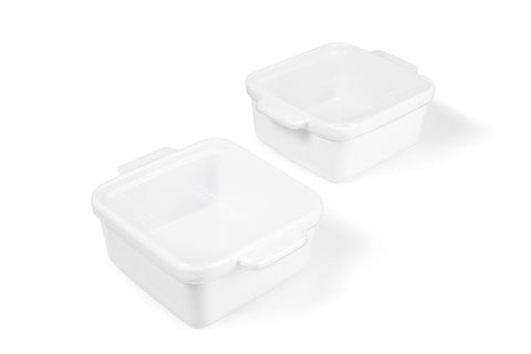 Souper Cubes bandejas cerámicas 5x5 con tapas de silicona para recalentar fácilmente.