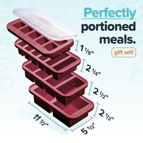 Bandejas Souper Cubes de 2 tazas con tapas para almacenar y descongelar.