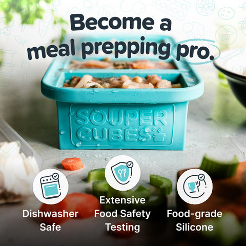 Souper Cubes para congelar caldos y salsas, porciones convenientes.
