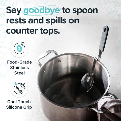 Souper Cubes: Cucharón resistente de acero inoxidable con mango de silicona, cómodo y seguro.