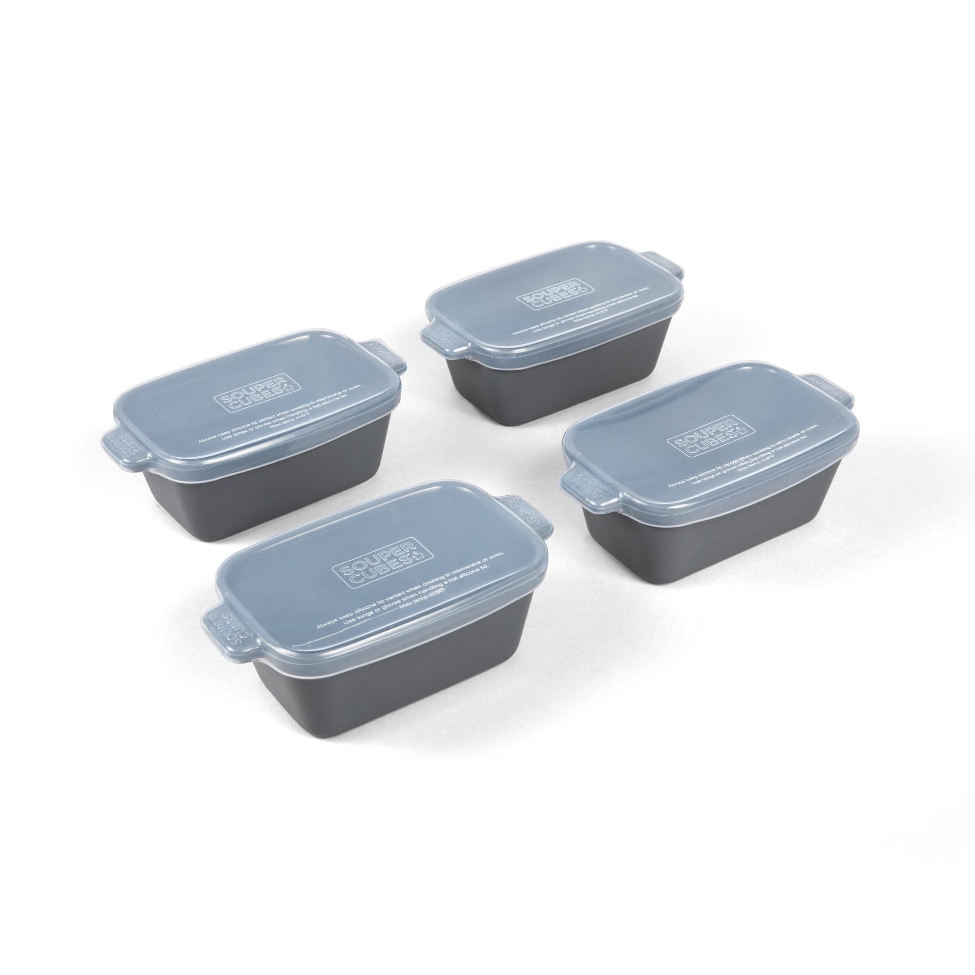 Souper Cubes fuente ceramica 5x3 carbón, lista para recalentar porciones individuales.