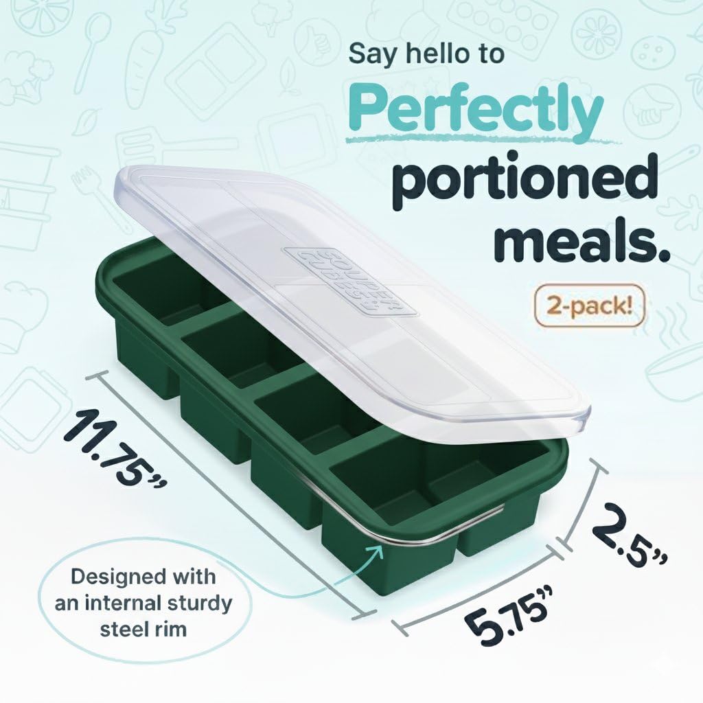 Souper Cubes Kale, tapa hermética para conservar porciones y sabores