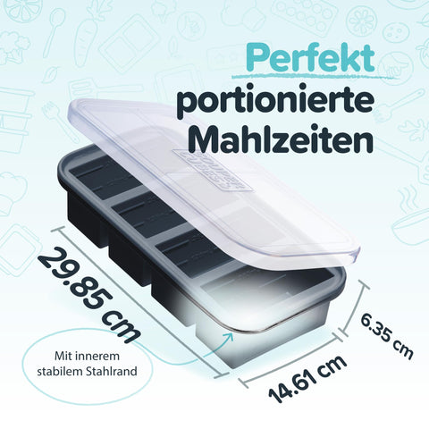 Souper Cubes: detalle de líneas de llenado para porciones precisas.