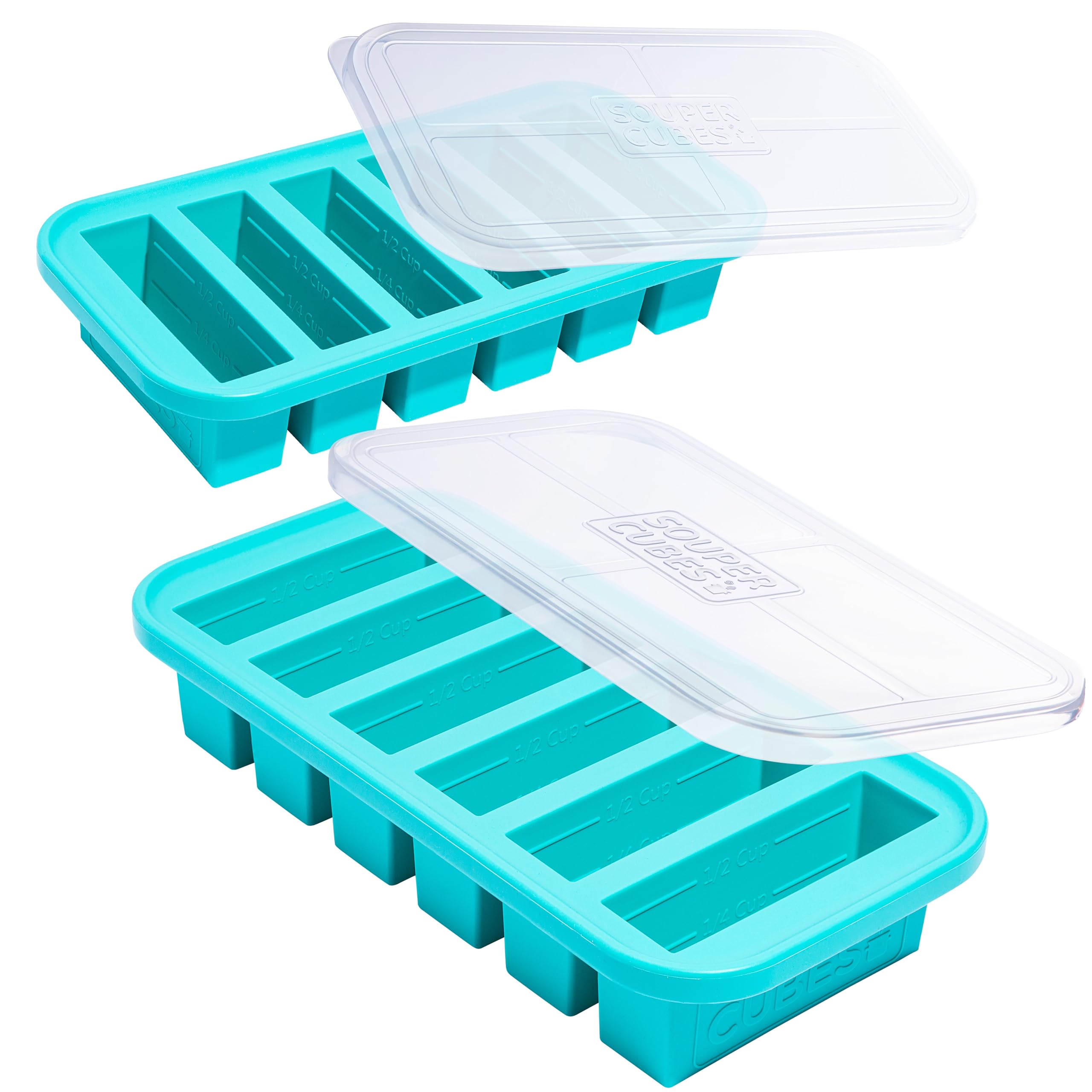 Souper Cubes: moldes de silicona 1/2 taza con tapas para porciones fáciles.