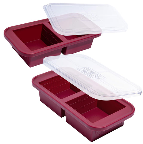 Souper Cubes moldes con tapas de silicona para porciones de 2 tazas, fáciles de apilar