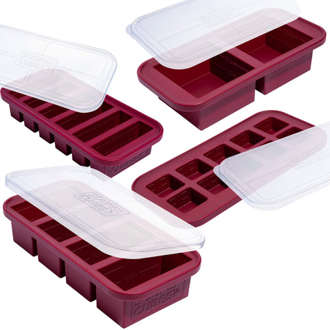 Conjunto regalo Souper Cubes de silicona para porciones ordenadas.