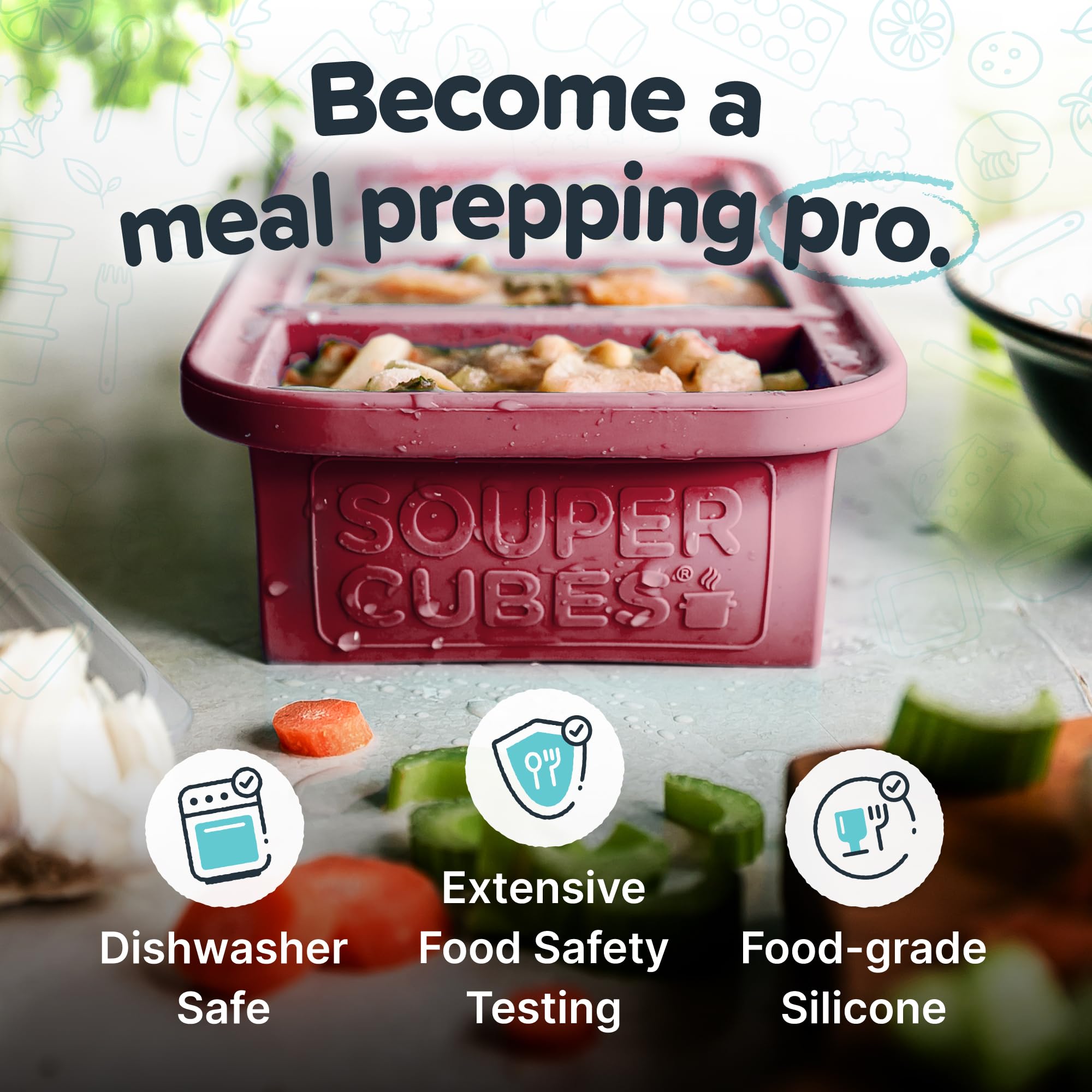Souper Cubes: silicona grado alimentario, molde para congelar salsas, caldos y guisos.
