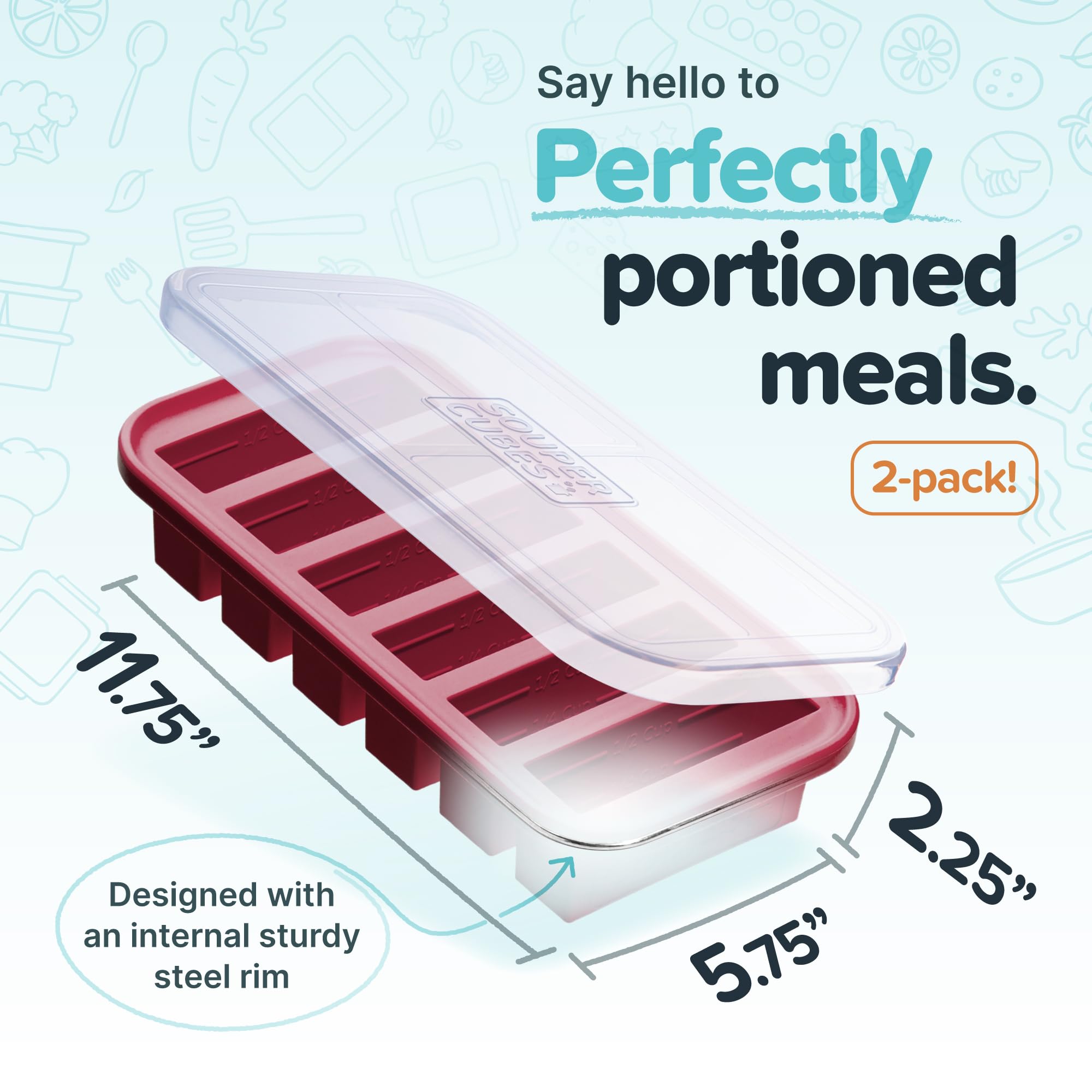 Souper Cubes: tapa resistente para sellar porciones y conservar sabores al congelar.