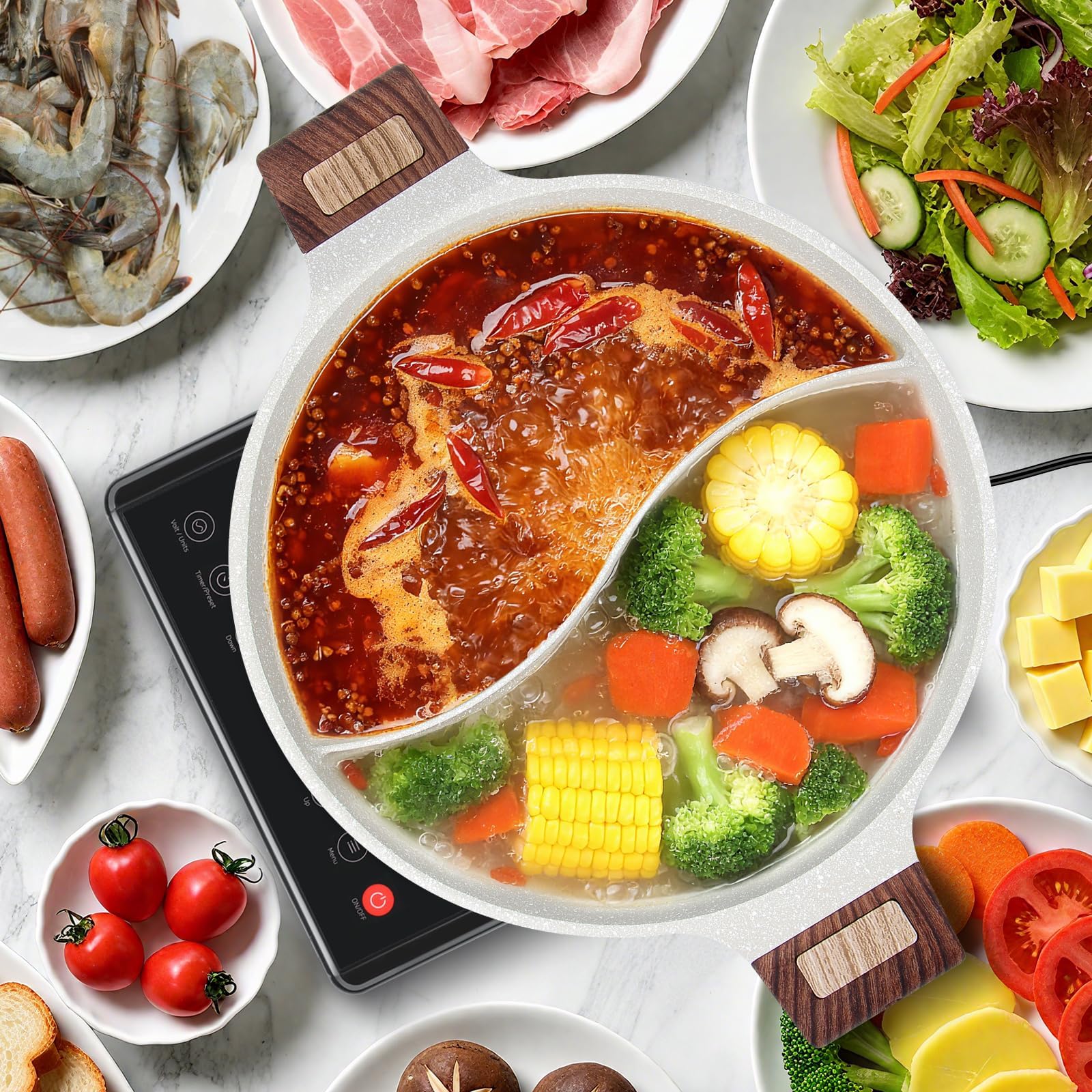 Soupify Olla shabu shabu limpieza fácil con remojo