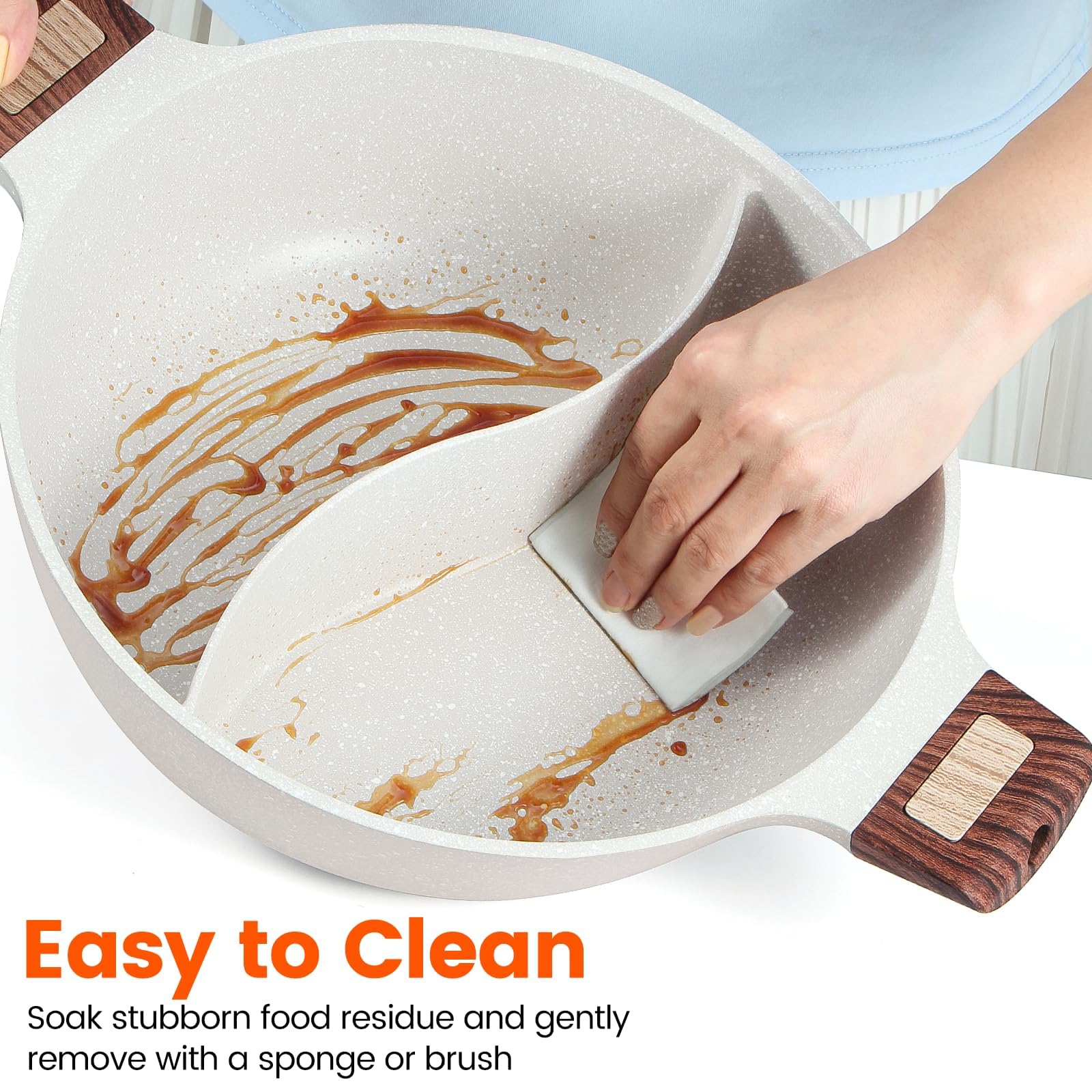 Soupify Olla shabu shabu mango resistentes al calor para agarres seguros
