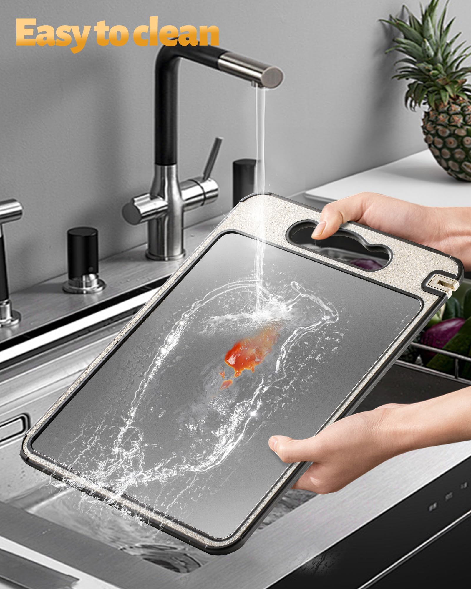 SOURCEBEAT ranura para jugos que mantiene la mesa limpia.