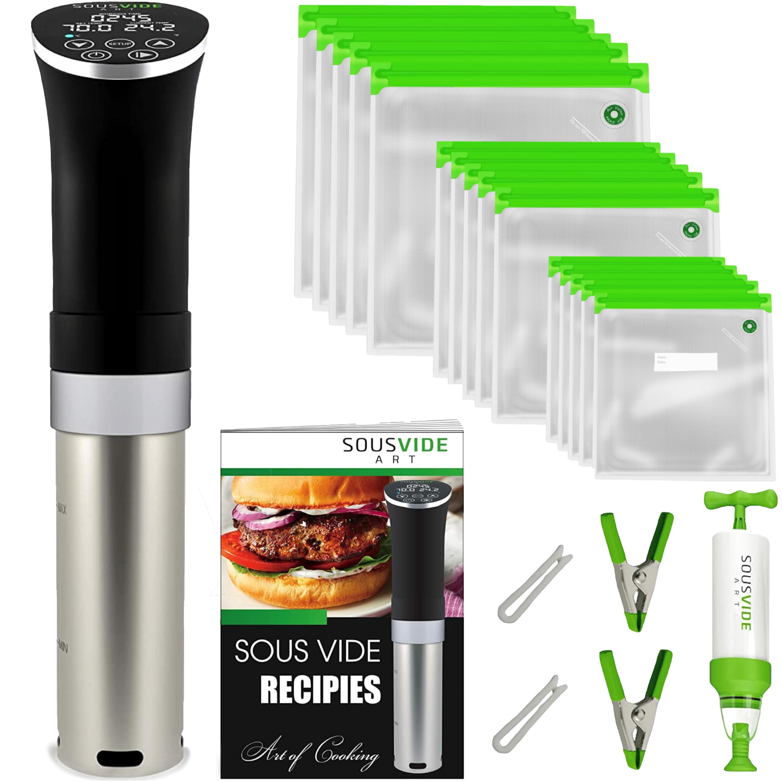 SOUSVIDE ART panel LED táctil para control preciso de tiempo y temperatura.