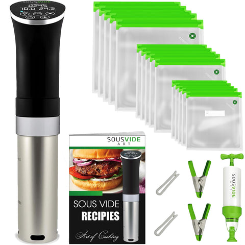 SOUSVIDE ART panel LED táctil para control preciso de tiempo y temperatura.