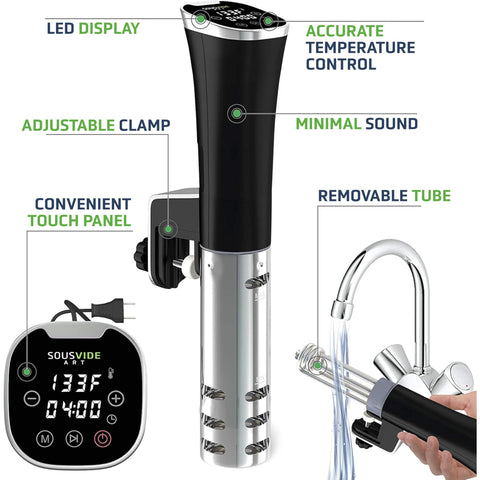 SOUSVIDE ART tubo desmontable facilita limpieza y almacenamiento.