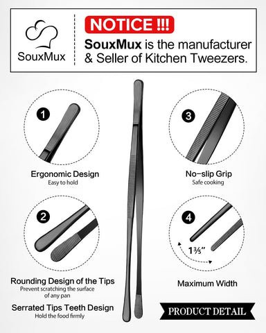 Diseño ergonómico SouxMux para agarre cómodo, sin resbalar durante la cocción.