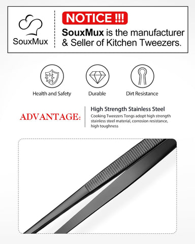 Puntas serradas de SouxMux para sujetar ingredientes delicados sin daño.