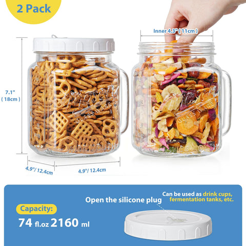 Sovietiep Jarras Vidrio Asa Grande ideal para agarrar con facilidad en la cocina diaria.