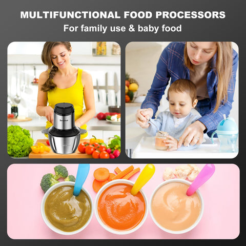 Accesorios incluidos: cuencos y cuchillas bi-nivel para diversas preparaciones.