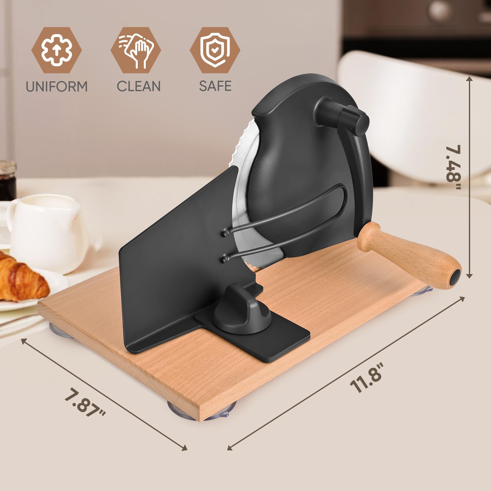 SOWKIPE cortador de pan manual con ventosas potentes para fijación estable