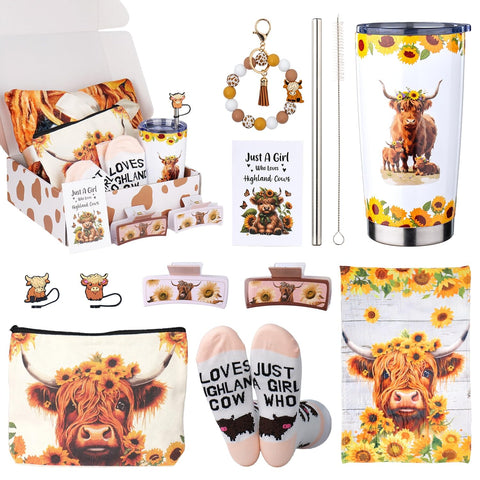 Bolso cosmético con diseño de vaca escocesa