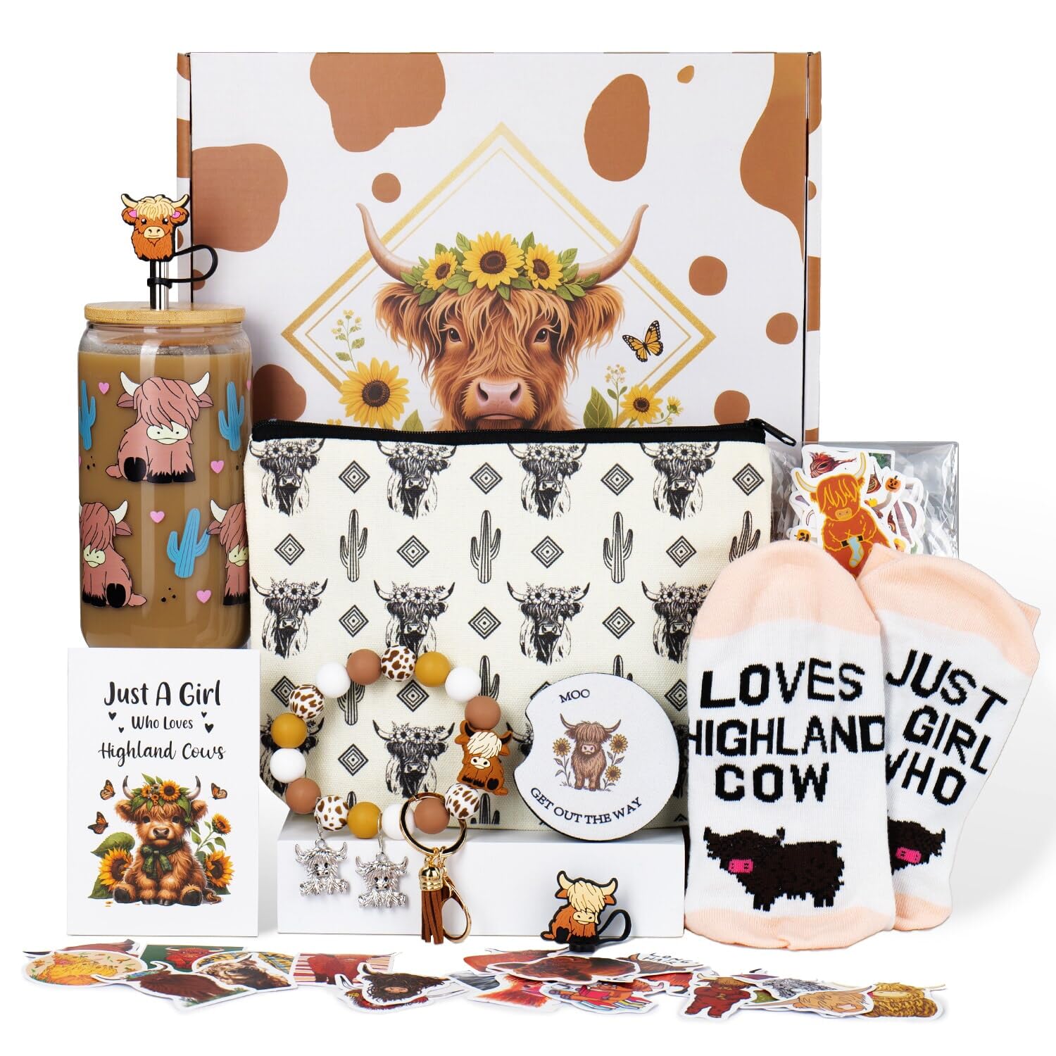 Soyminer caja regalo con vacas escocesas, lista para sorpresa