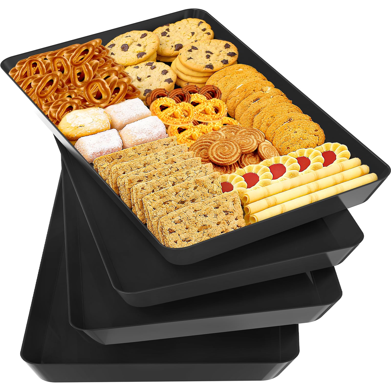 SpaceTrove bandeja servicio cuatro negro, ideal para organizar aperitivos en fiestas.